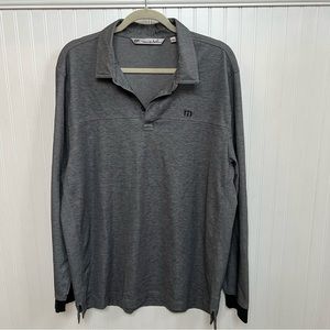 Travis Mathew Gray Long Sleeve Wojo Polo Shirt Men’s Size XL